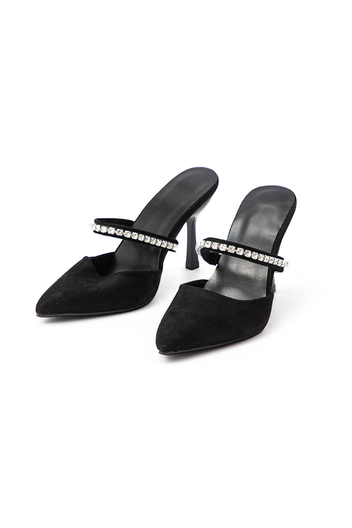 Sandales à talons hauts avec bout pointu ornées de strass