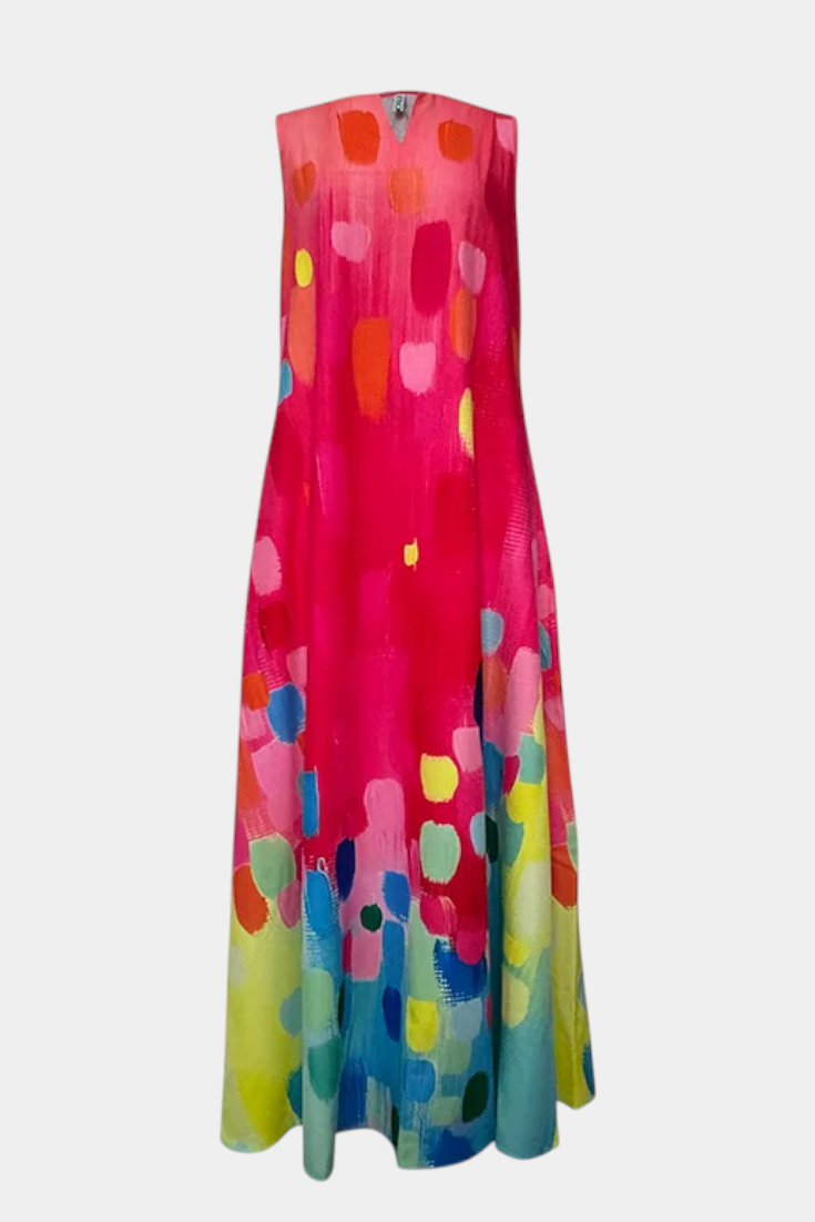 Robe Enna Colorée Sans Manches avec Décolleté en V