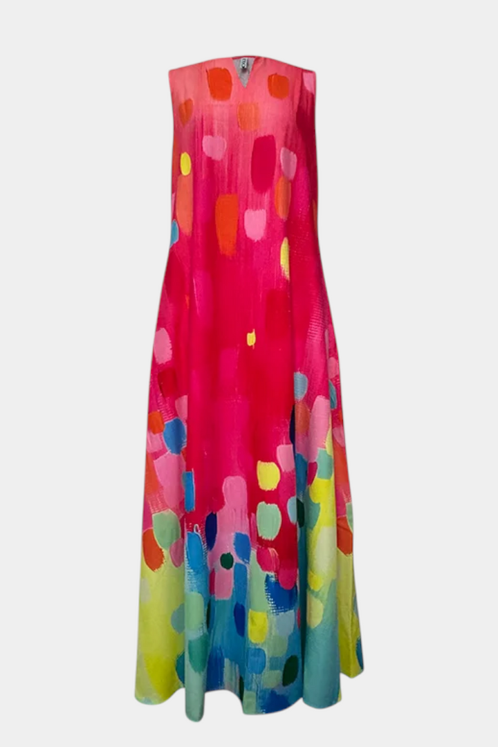 Robe Enna Colorée Sans Manches avec Décolleté en V