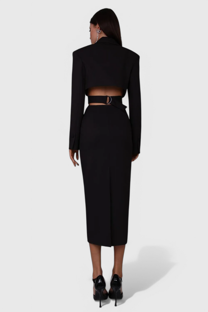 Robe Blazer Midi Bernice avec Découpe et Dos Découvert