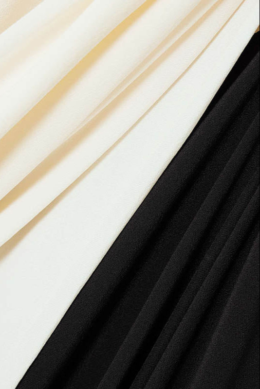 Slyune Robe Maxi de Soirée avec Décolleté en V et Contraste
