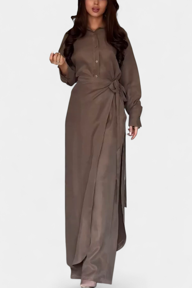 Marisol Ensemble Décontracté de Chemise Ample et Pantalon Jupe