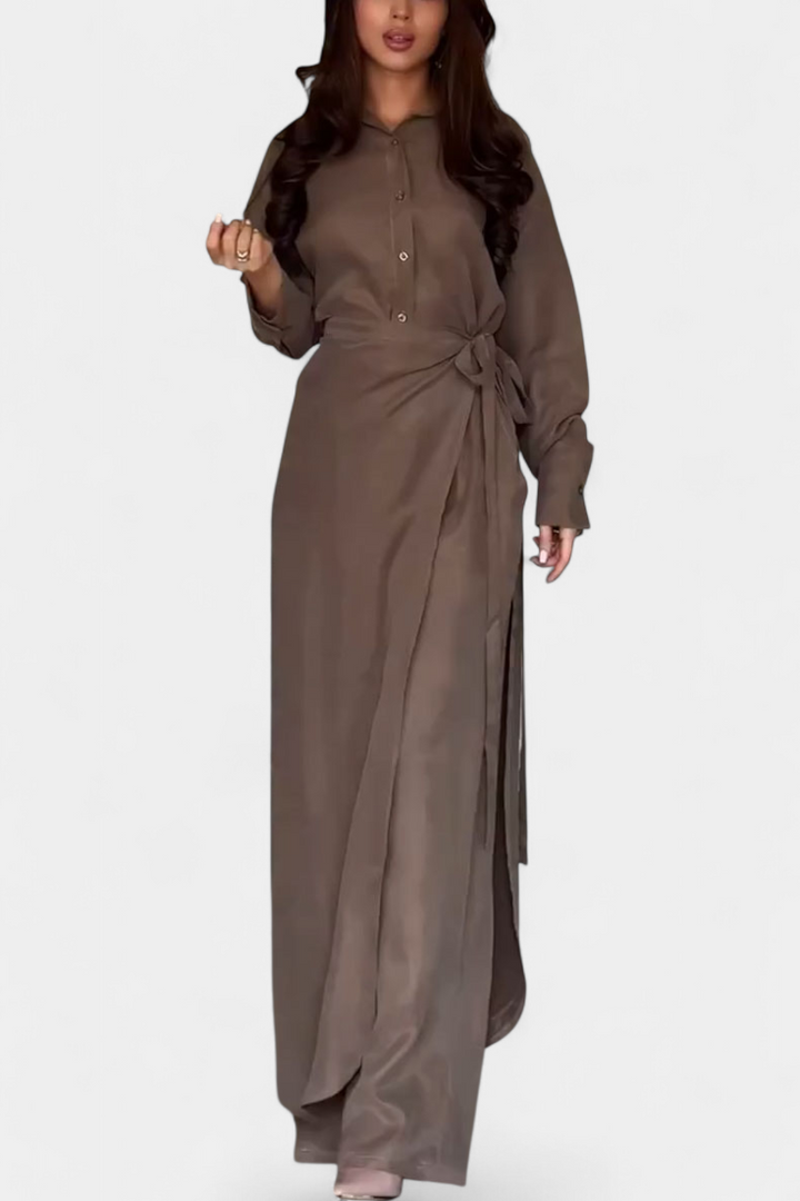 Marisol Ensemble Décontracté de Chemise Ample et Pantalon Jupe