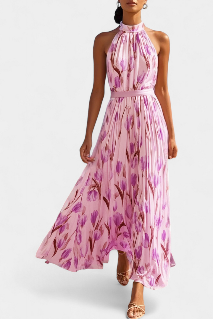 Robe Florale Juliene Sans Manches avec Ceinture