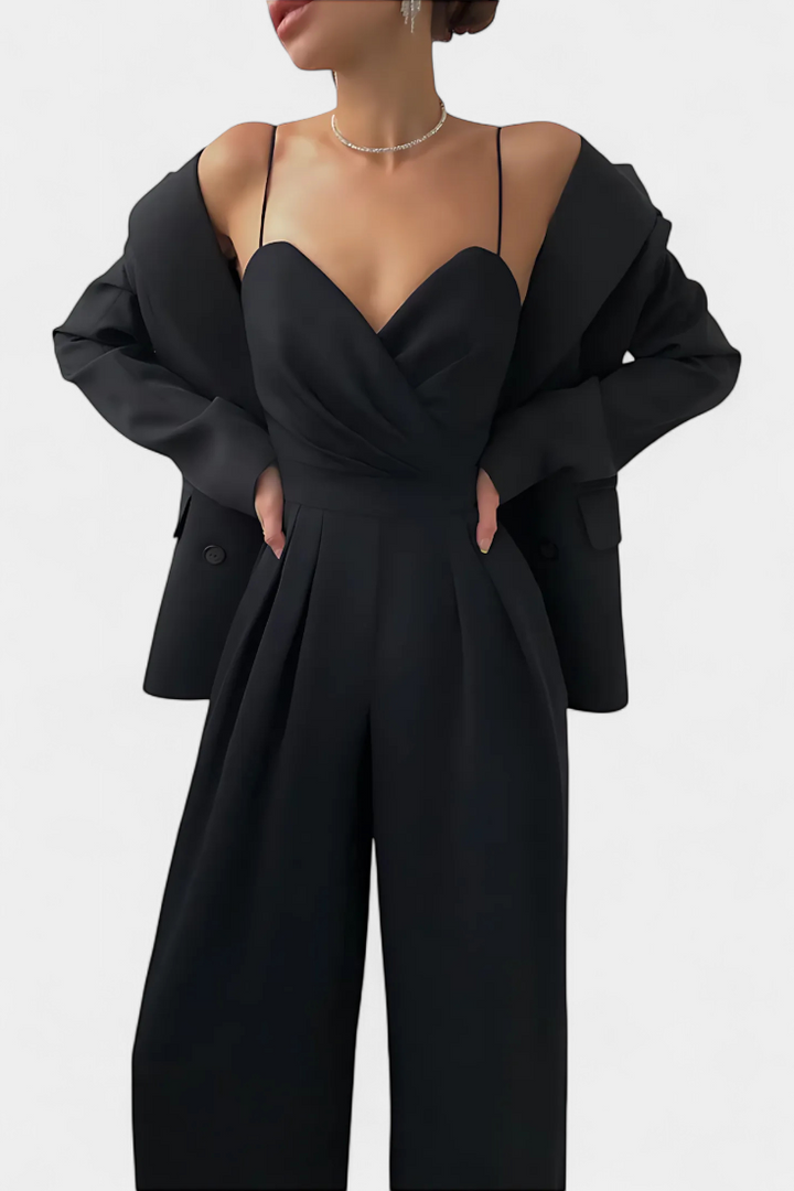 Mono Romily Sexy avec Bretelles et Jambes Amples Élégant