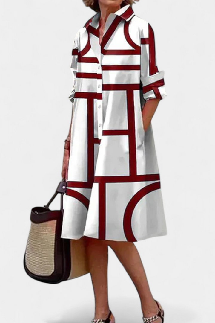 Robe Larissa en Coton avec Imprimé Géométrique
