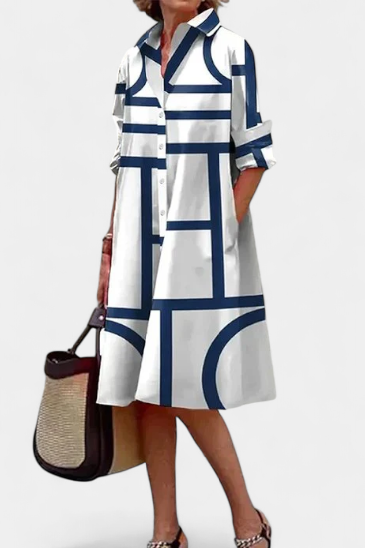 Robe Larissa en Coton avec Imprimé Géométrique