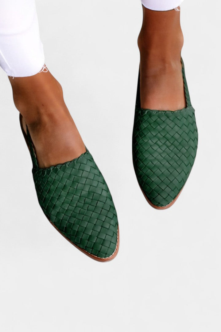 Mules Isadora Tressées avec Bout Pointu et Sangle Slingback