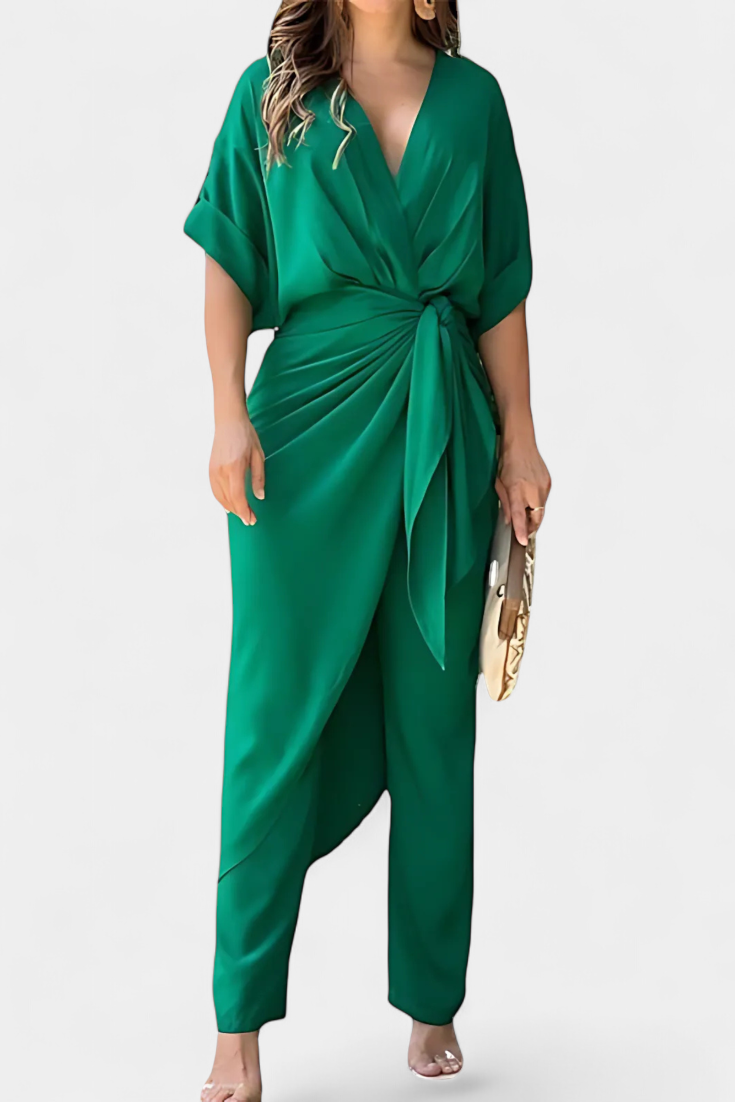 Ensemble Mayleen Croisé avec Nœud Frontal et Pantalon Droit