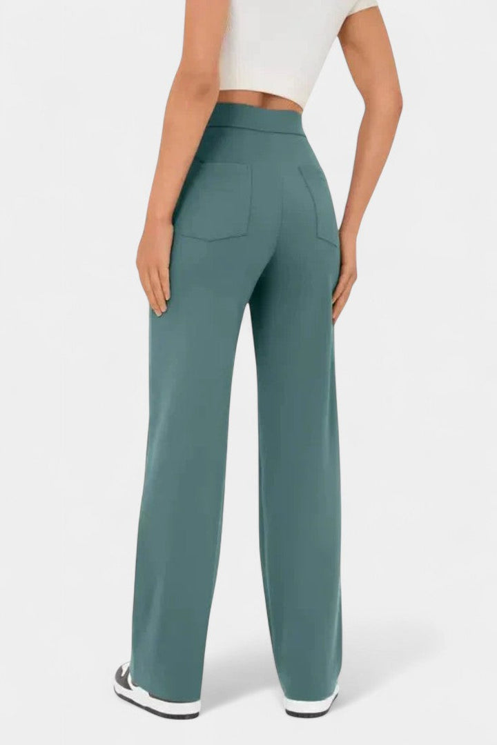 Nova Pantalons Droits Taille Haute et Élastiques