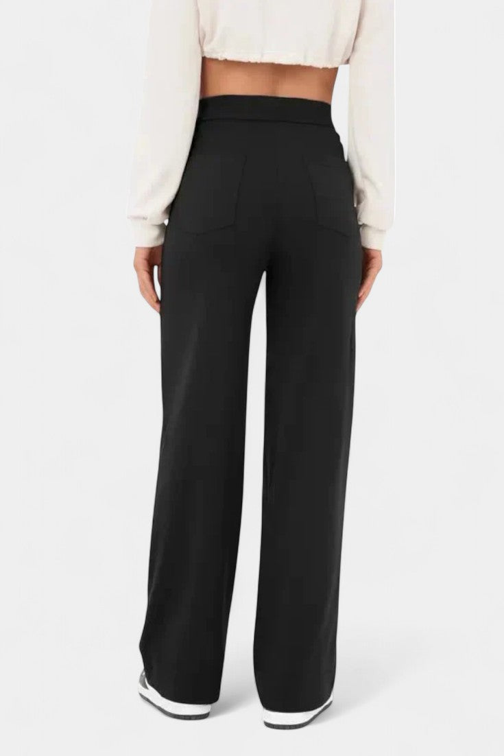 Nova Pantalons Droits Taille Haute et Élastiques