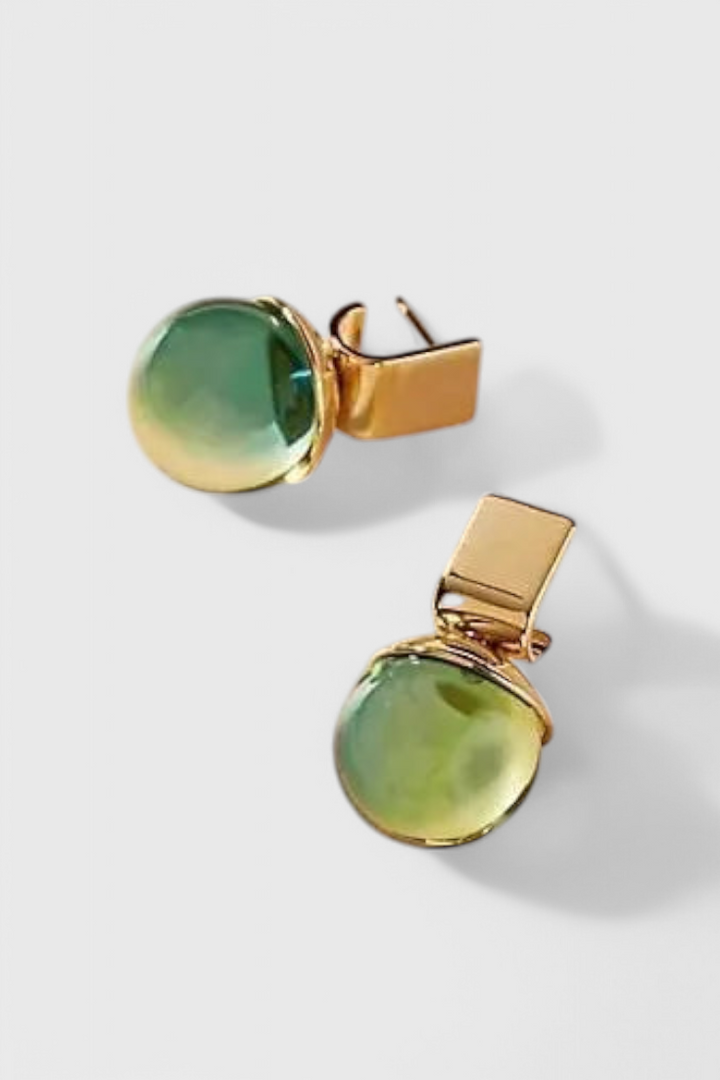 Boucles d'Oreilles en Cristal Vert Vintage en Or