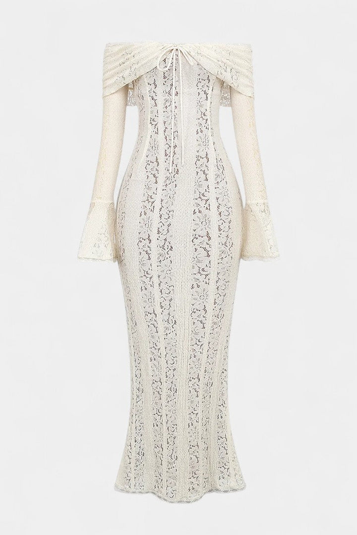 Robe Maxi Rosalie en Dentelle à Épaules Dégagées