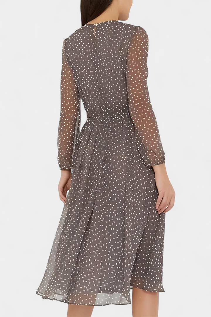 Robe Midi à Pois Cymene avec Manches Bouffantes