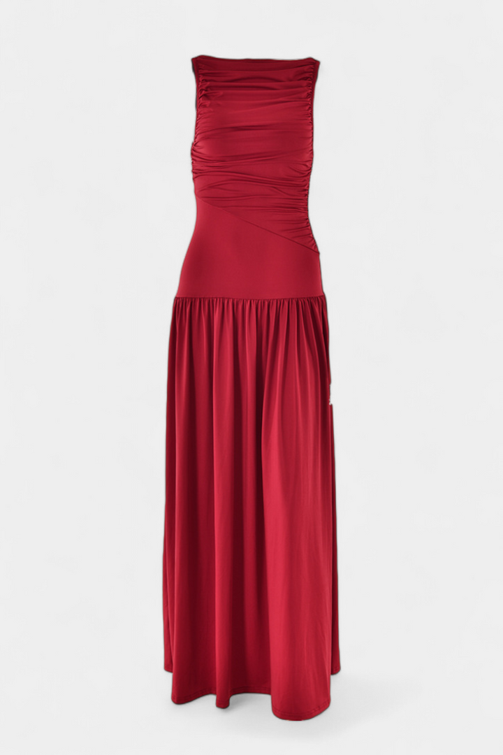 Maddy Robe Maxi sans Manches avec Drapé Latéral