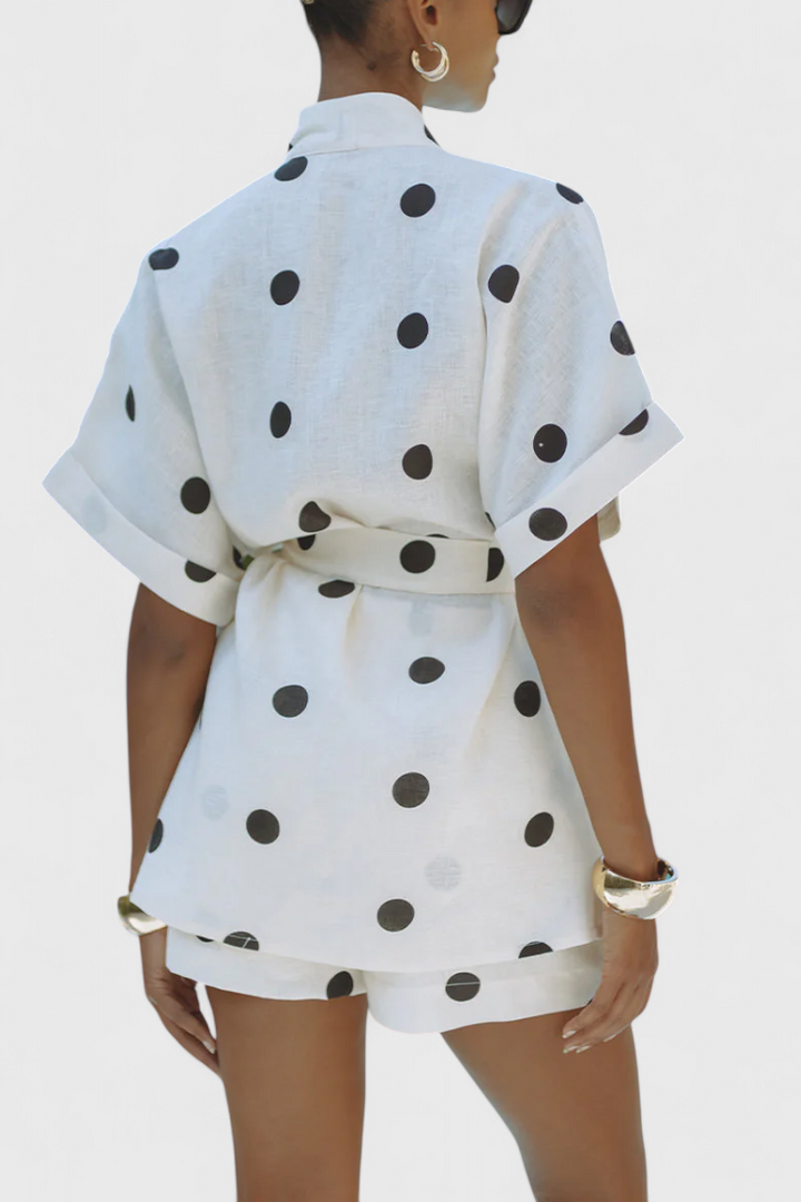 Ensemble Kimono Avila avec Nœud et Shorts à Pois