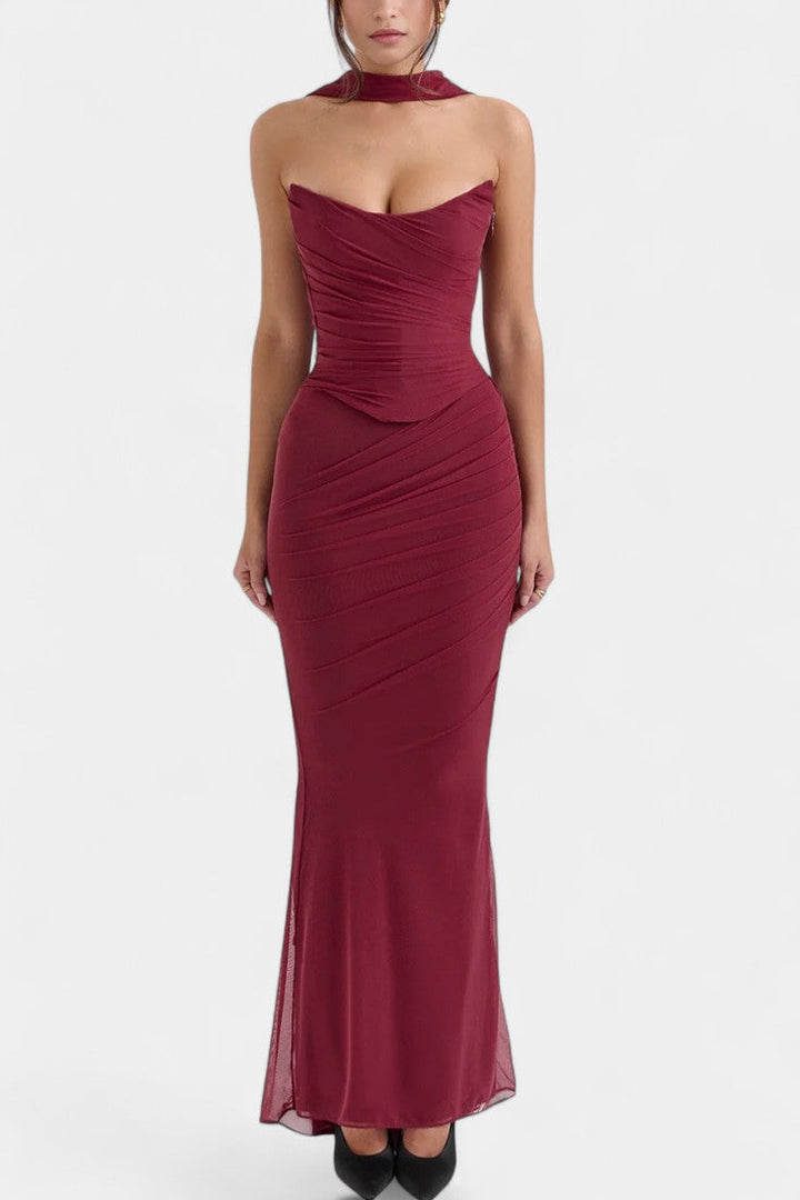 Robe Maxi en Maille Blair avec Corset Froncé