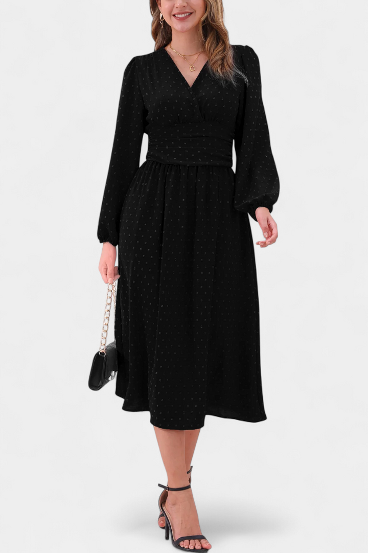 Faela Robe Midi de Bureau à Pois Suisses