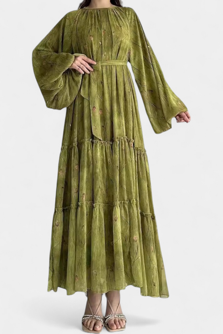 Tavira Robe Fleurie à Manches Longues avec Ceinture