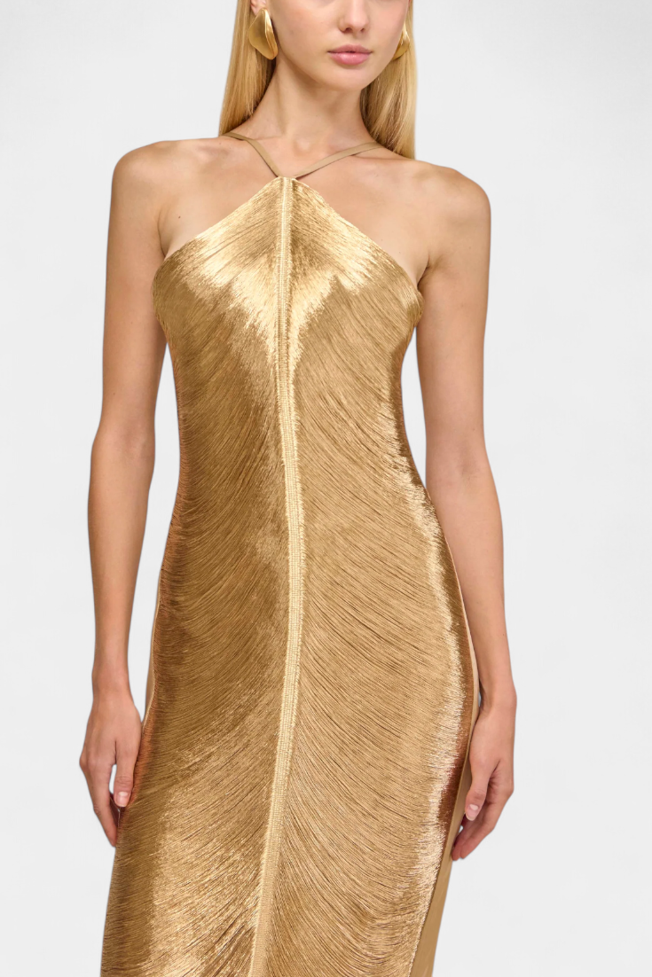 Robe Halter Jianna avec Franges Métalliques