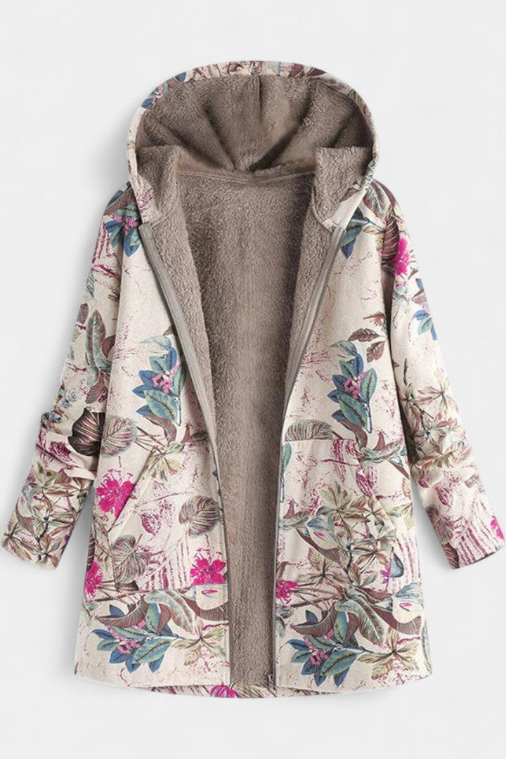 Manteau d'Hiver Floral April avec Capuche
