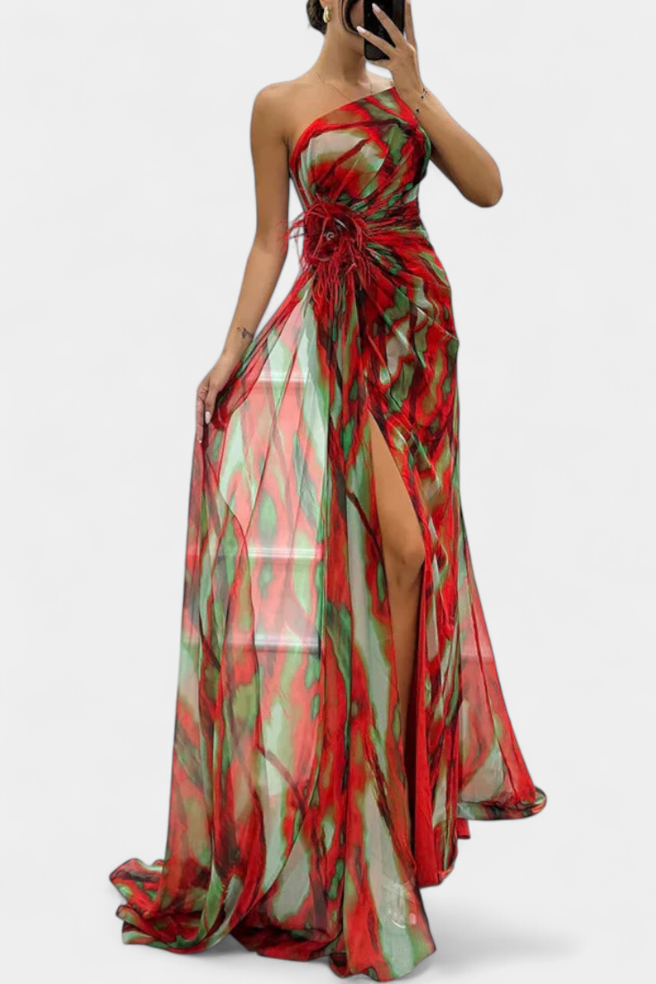 Robe Maxi Asymétrique Aylin avec Imprimé Vibrant