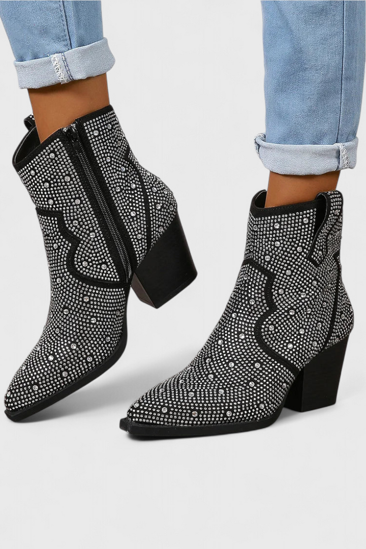 Bottes Élégantes Berenice avec Patchwork et Fermeture Éclair Latérale
