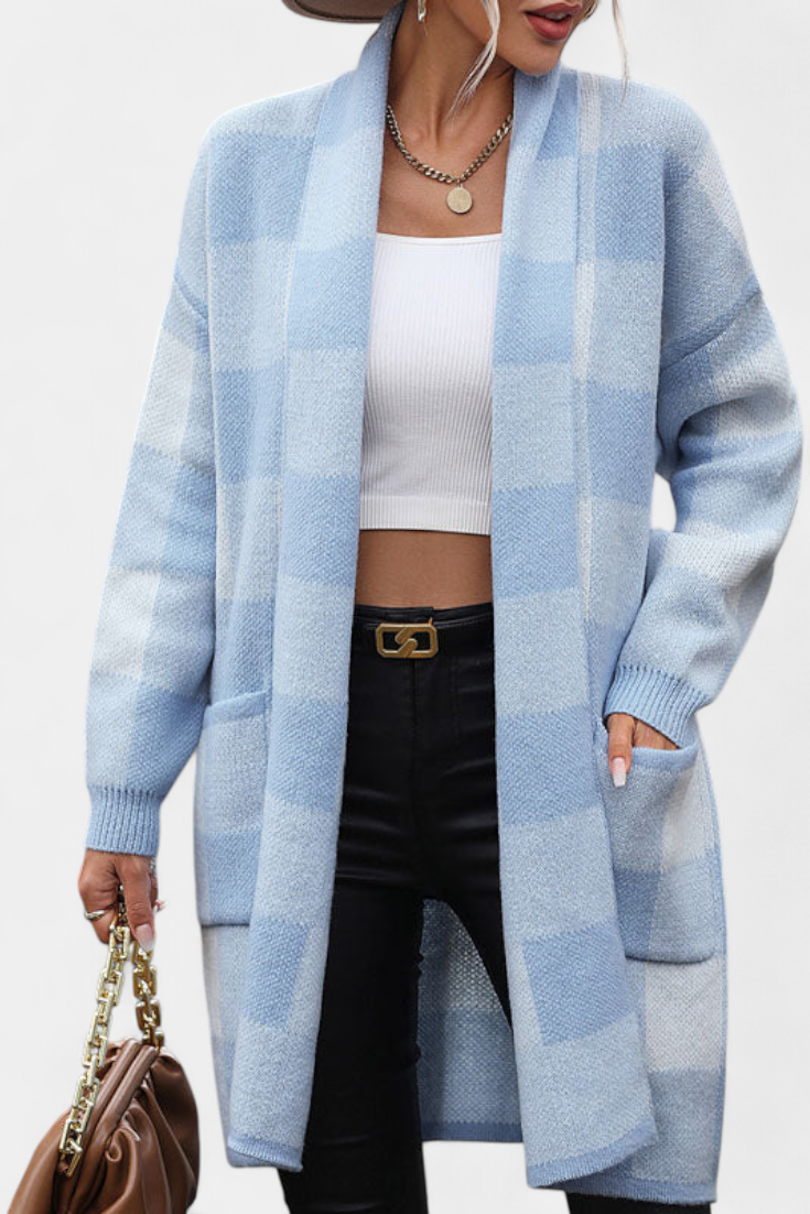 Cardigan Casual à Carreaux Lovella avec Poches