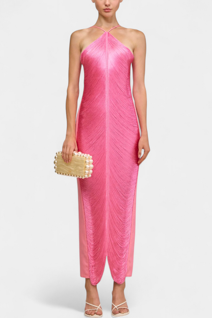 Robe Halter Jianna avec Franges Métalliques