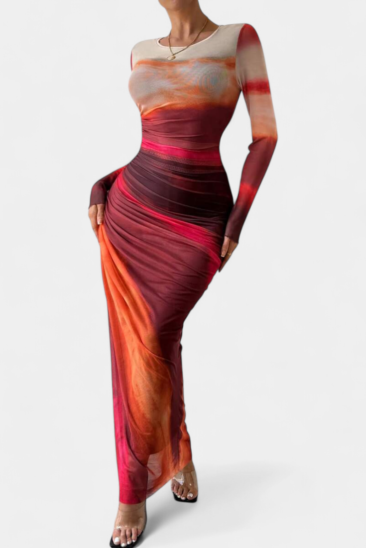 Galene Robe Midi Ajustée avec Cape