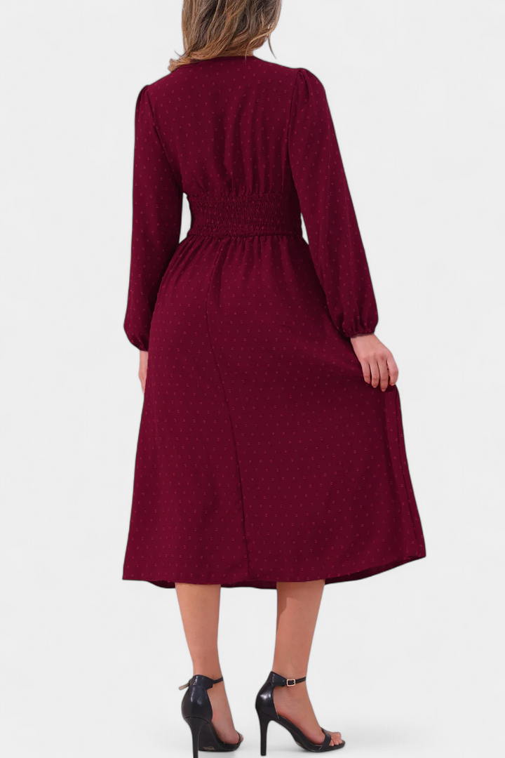 Faela Robe Midi de Bureau à Pois Suisses