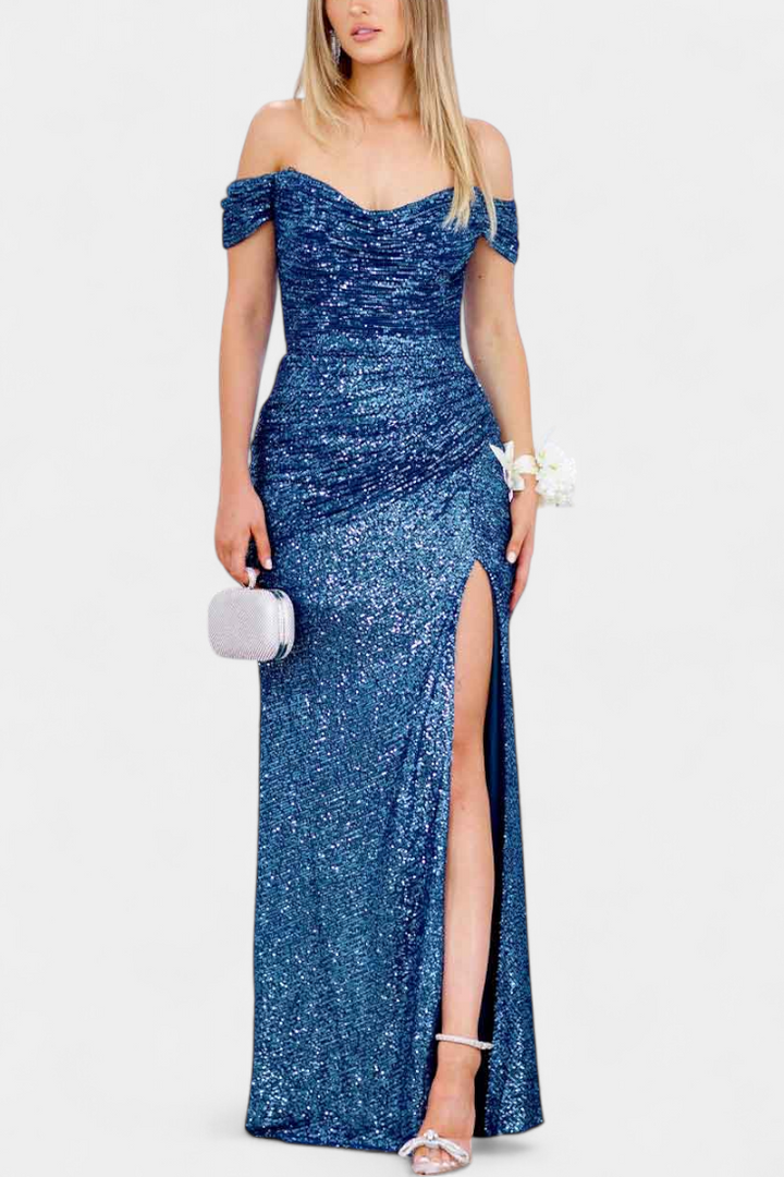 Robe Sirène Sans Épaules avec Paillettes