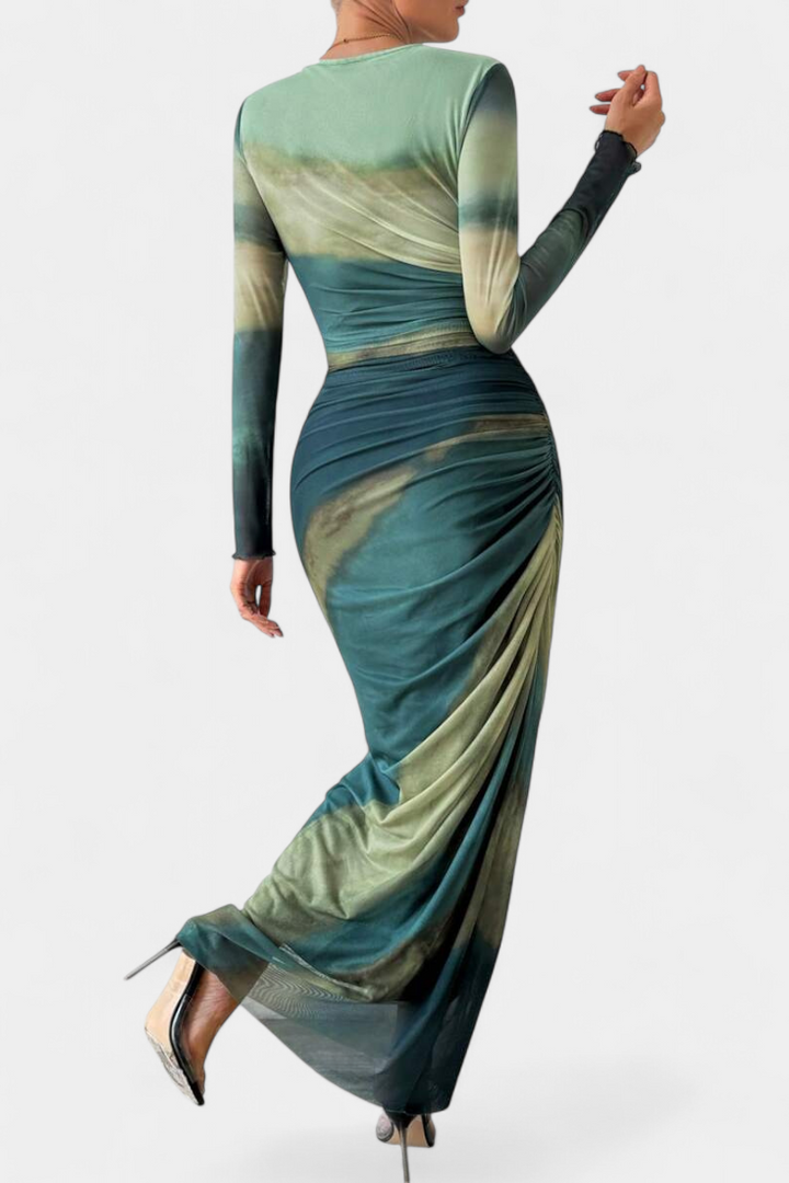 Galene Robe Midi Ajustée avec Cape