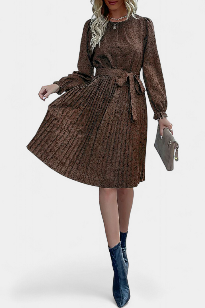 Evabeth Robe Midi Plissée Léopard