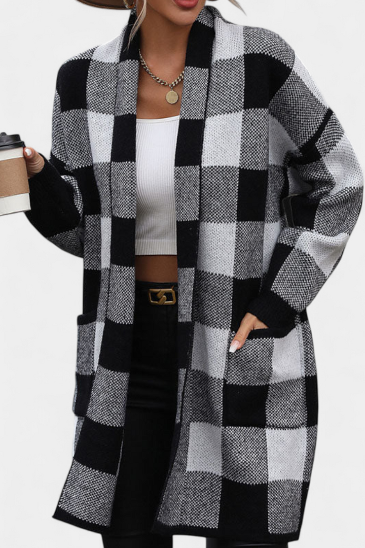 Cardigan Casual à Carreaux Lovella avec Poches