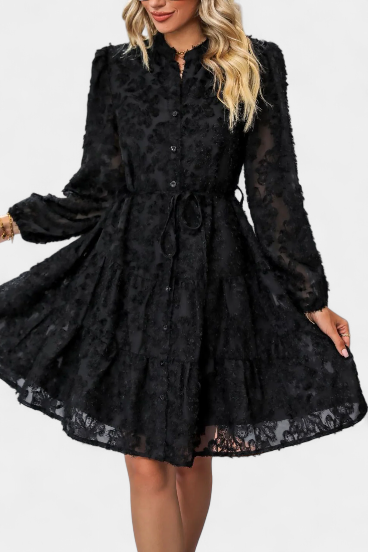 Robe Chemise Soreia à Boutons avec Manches Longues Texturées