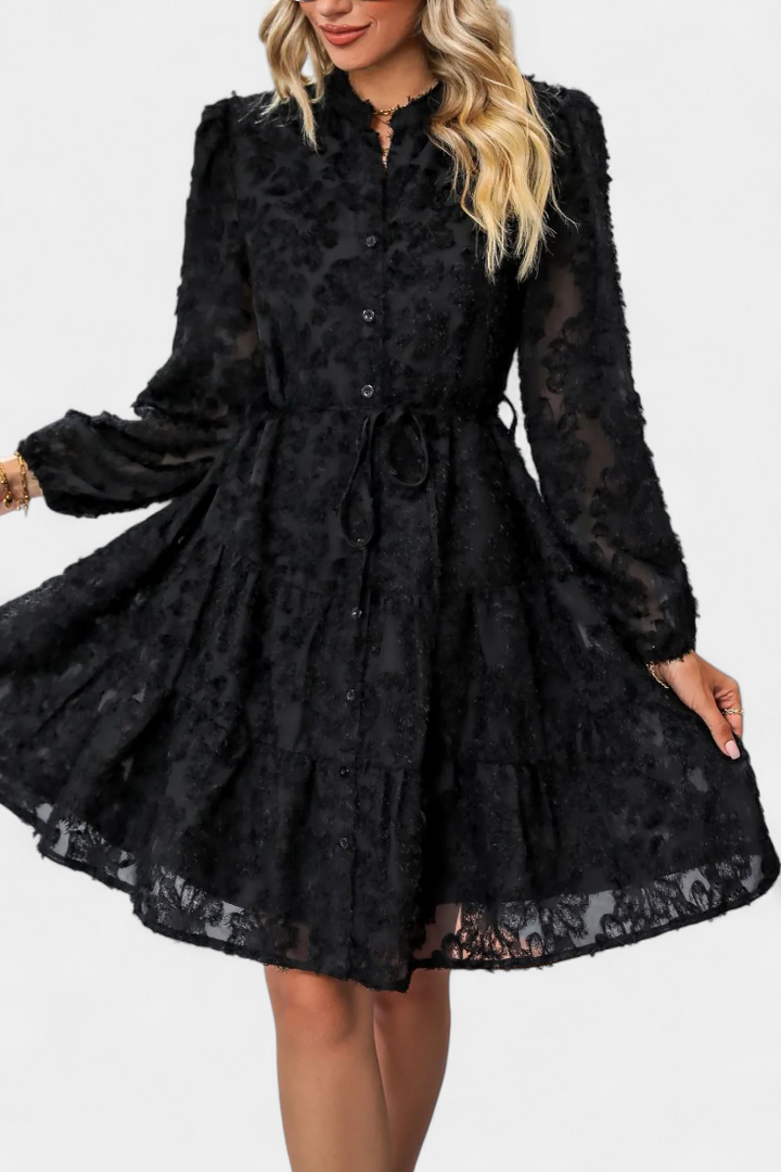 Robe Chemise Soreia à Boutons avec Manches Longues Texturées