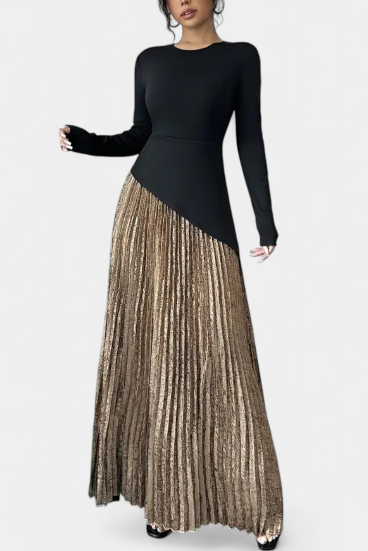 Leya Robe Élégante à Blocs de Couleur avec Manches Longues