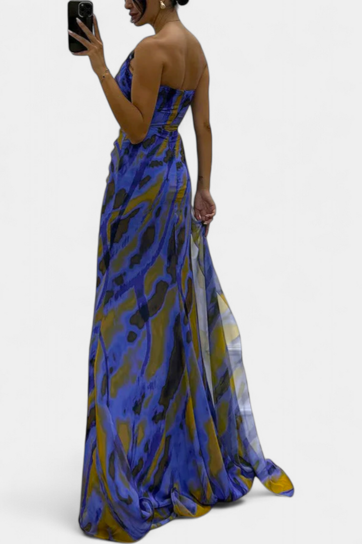 Robe Maxi Asymétrique Aylin avec Imprimé Vibrant
