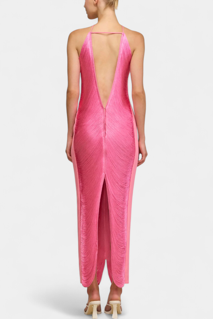 Robe Halter Jianna avec Franges Métalliques