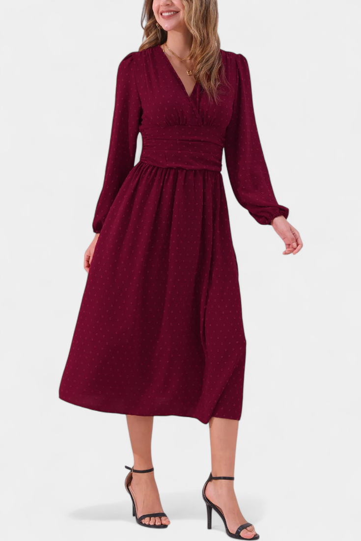 Faela Robe Midi de Bureau à Pois Suisses