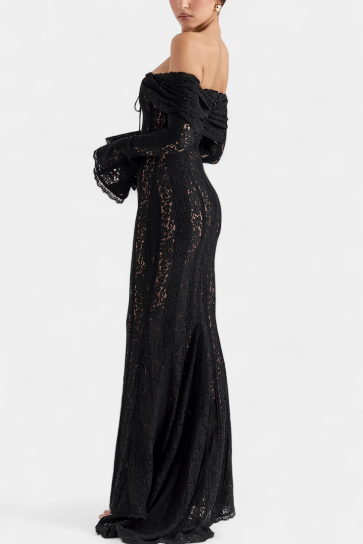 Robe Maxi Rosalie en Dentelle Off-Shoulder