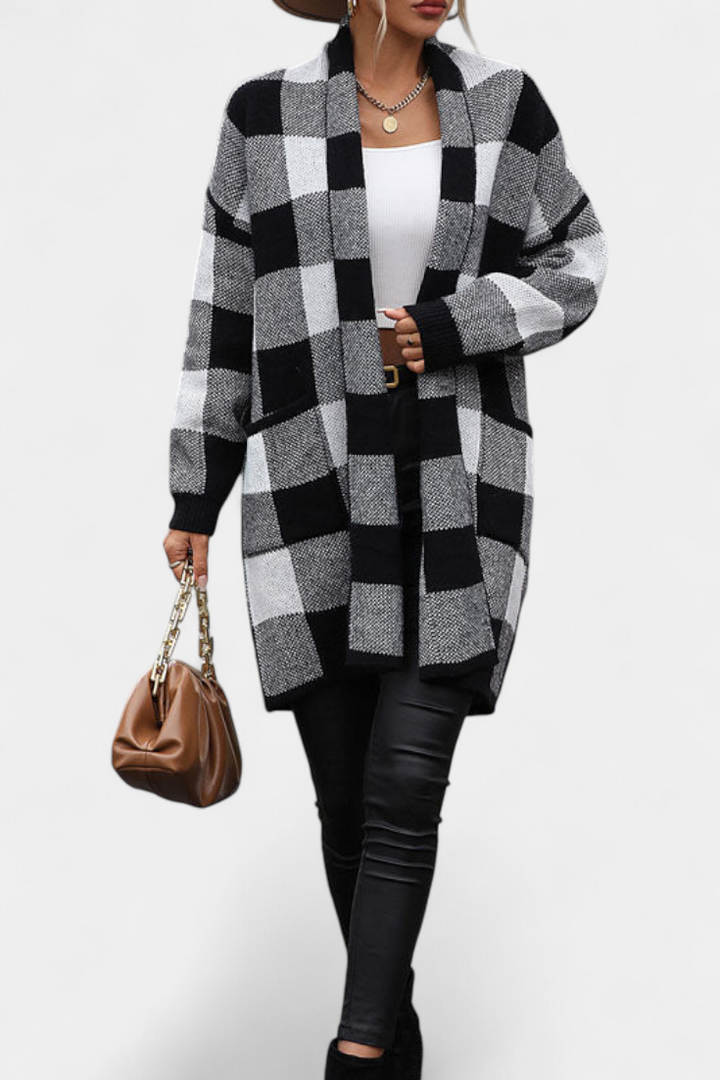 Cardigan Casual à Carreaux Lovella avec Poches