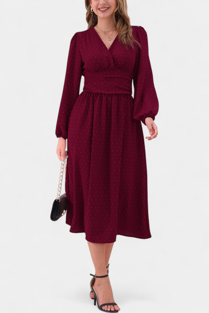 Faela Robe Midi de Bureau à Pois Suisses