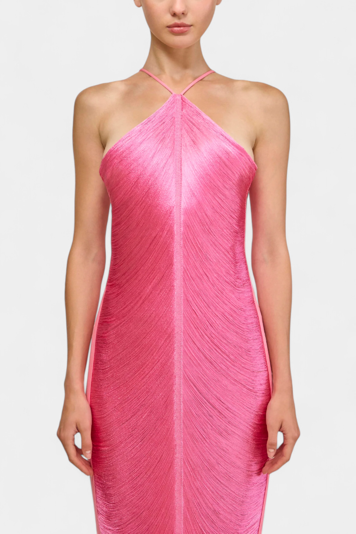 Robe Halter Jianna avec Franges Métalliques