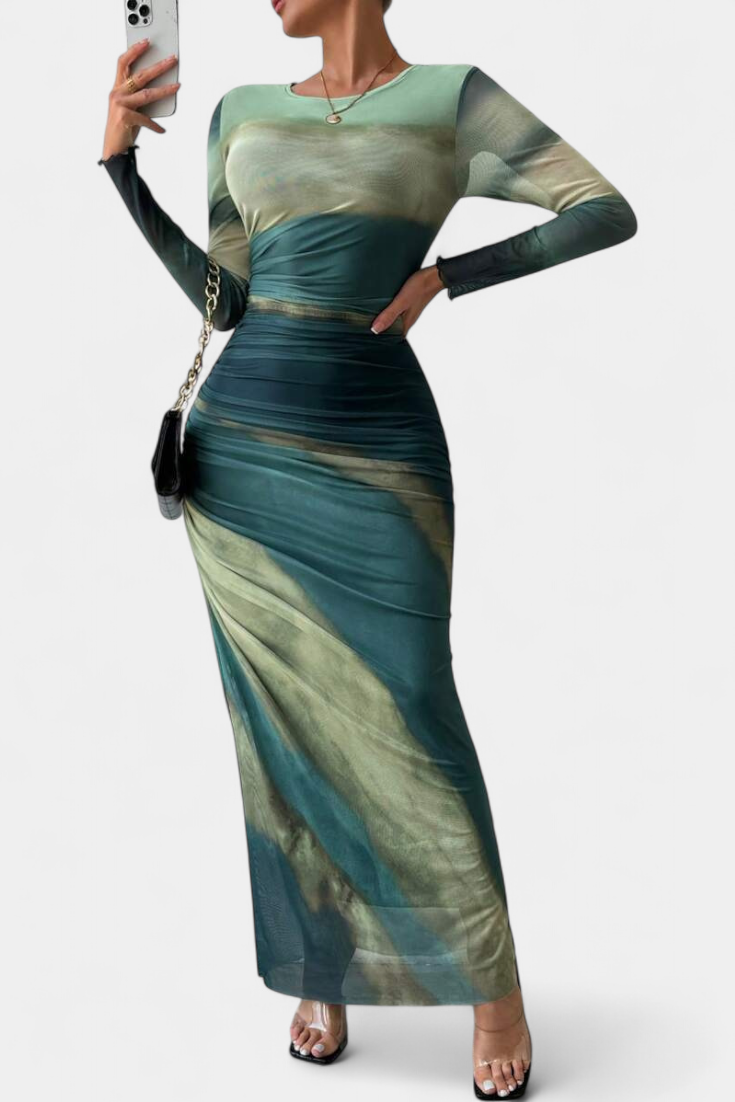 Galene Robe Midi Ajustée avec Cape