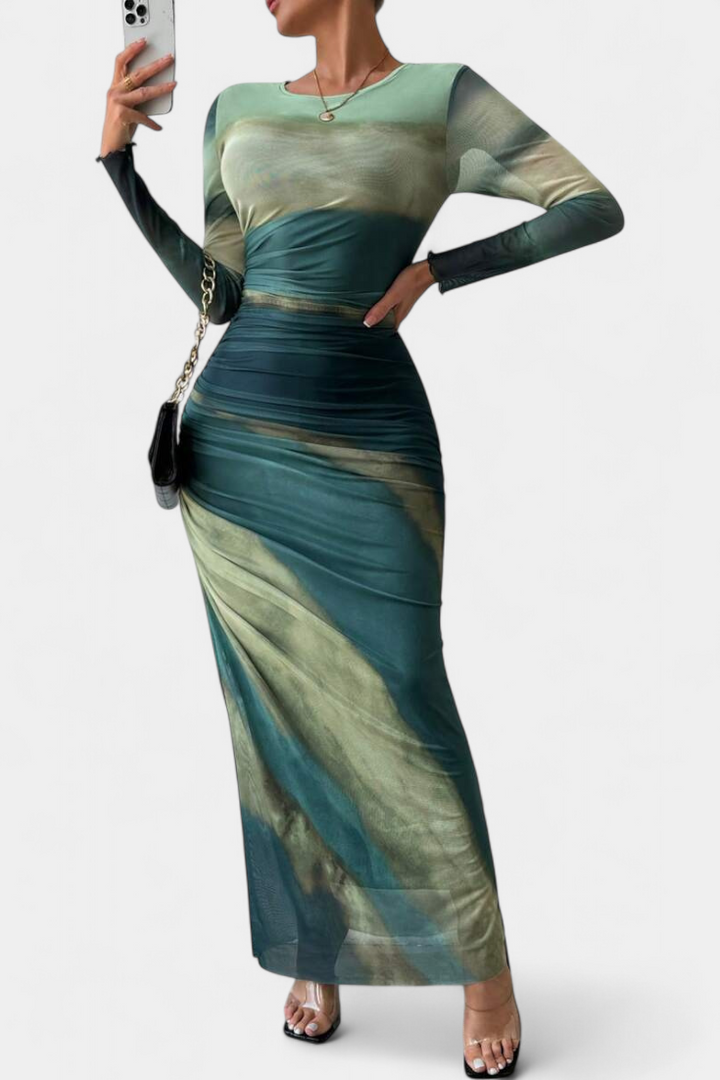 Galene Robe Midi Ajustée avec Cape