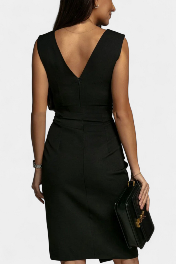 Robe Ajustée Élégante Rosanna avec Décolleté en V et Fente Latérale