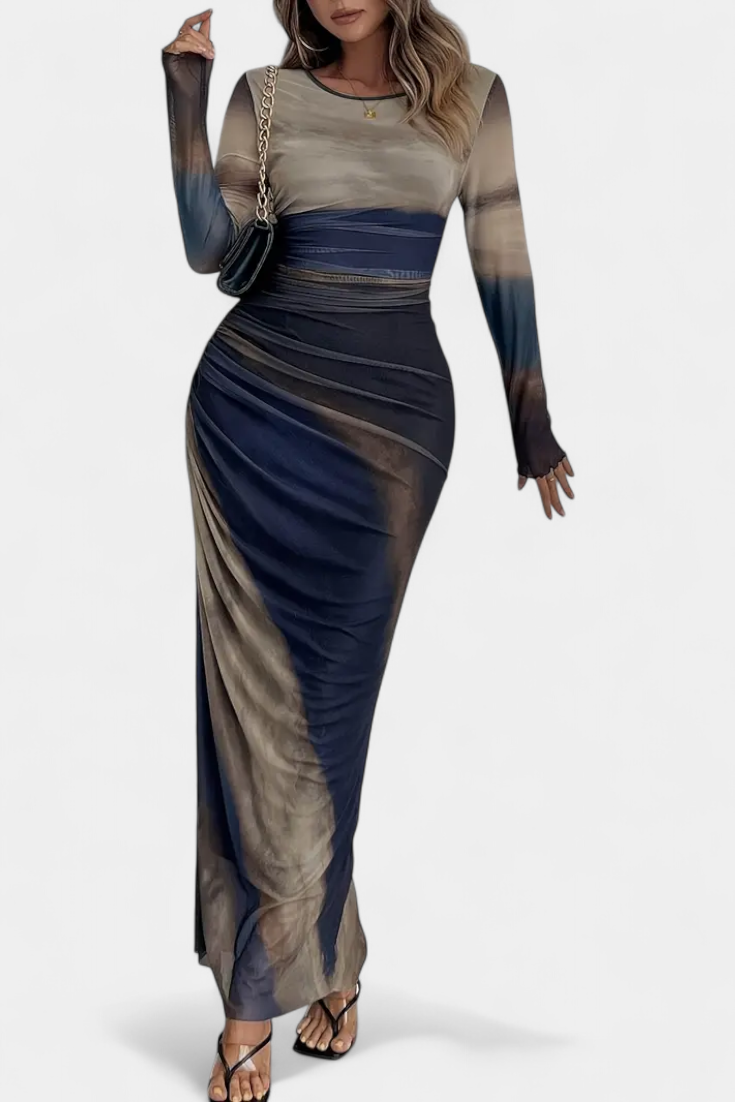 Galene Robe Midi Ajustée avec Cape
