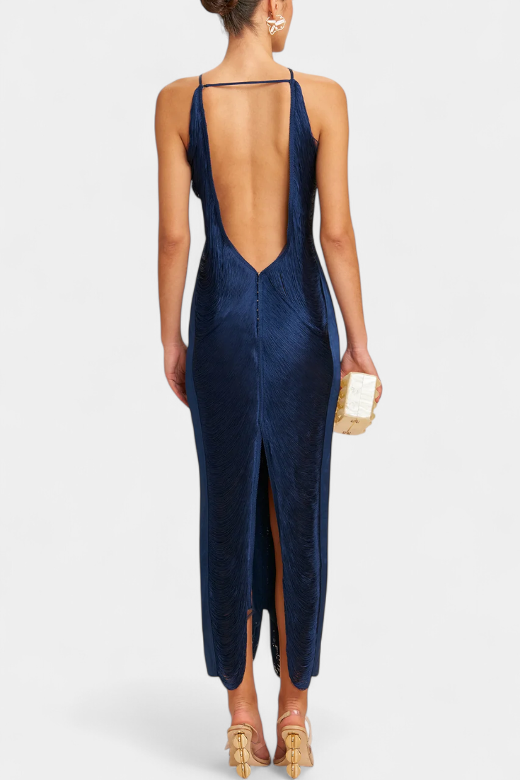 Robe Halter Jianna avec Franges Métalliques